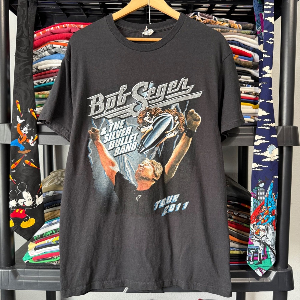 2010s Black Bob Seger Silver Bullet Band 2011 Tour T-Shirt Large